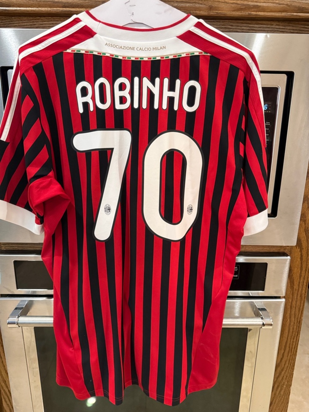SOLD Authentic AC Milan Robinho #70 Red & Black Striped Jersey